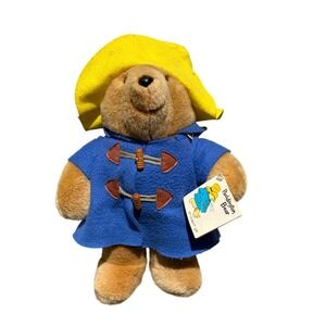 Vintage Paddington Bear Plush Eden Toys Blue Coat Yellow Hat Collectible